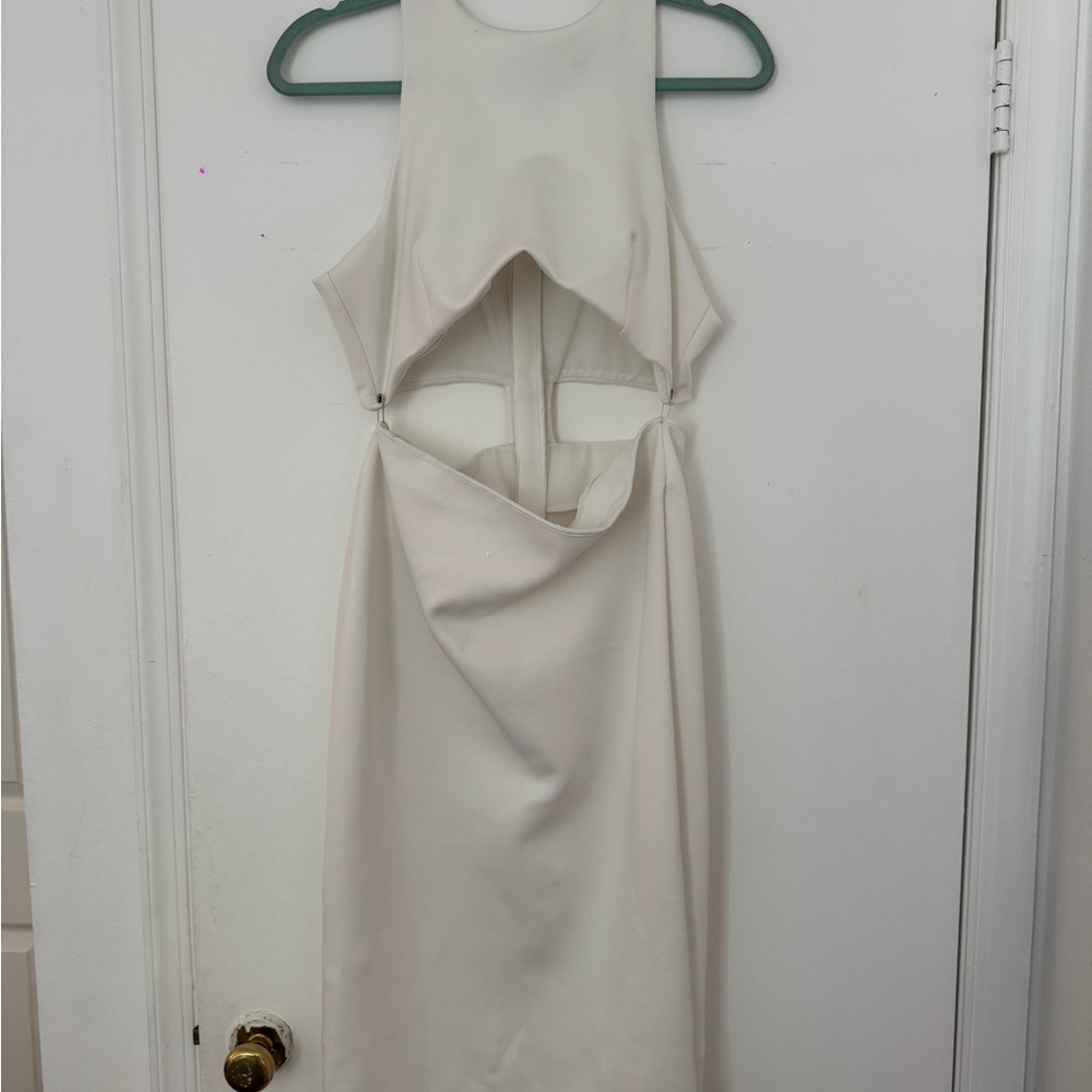 ASOS Ivory Cut-Out Midi Dress